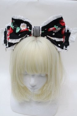 画像2: Angelic Pretty / 摘みたていちごカチューシャ  黒 S-25-10-23-015-AP-AC-HR-ZS