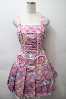 画像1: Angelic Pretty / Fancy Stationeryローウエストジャンパースカート  ピンク S-25-10-24-027-AP-OP-SZ-ZS
