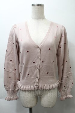 画像1: Ank Rouge / ハート刺繍コンパクトカーディガン  ピンク S-25-10-24-1060-CA-TO-HR-ZS