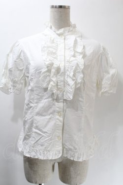 画像1: metamorphose / フリル立ち襟ブラウス  白 S-25-10-24-1011-ME-BL-HR-ZS