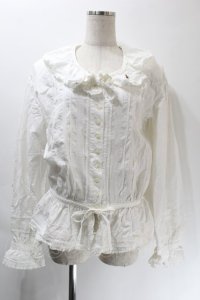 PINK HOUSE / うさぎ刺繍ブラウス  白 S-25-10-24-1012-LO-TO-AS-ZS