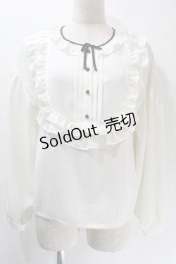 画像1: MILK / Binフリルブラウス  白ｘ黒 S-25-10-24-1014-ML-BL-HR-ZS