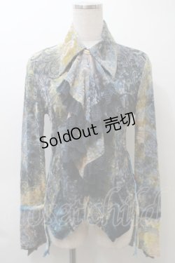 画像1: Ozz On / ベロア切替柄シャツ  サックス S-25-10-24-1023-OO-BL-AS-ZS