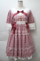 BABY,THE STARS SHINE BRIGHT / タータンチェックシャーメインワンピース  ピンク S-25-10-24-009-BA-OP-AS-ZT269