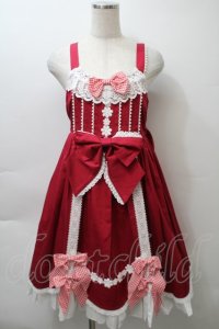 BABY,THE STARS SHINE BRIGHT / Emiliaギンガムジャンパースカート  赤 S-25-10-24-013-BA-OP-SA-ZS