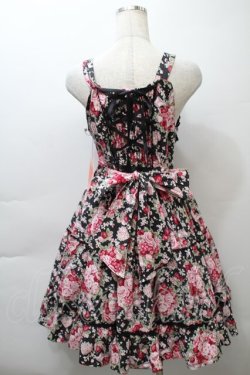 画像2: BABY,THE STARS SHINE BRIGHT / シュガーブーケ〜永遠の乙女の憧れ〜柄ジャンパースカートIII  黒ｘピンク S-25-10-24-021-BA-OP-HR-ZS