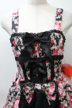 画像3: BABY,THE STARS SHINE BRIGHT / シュガーブーケ〜永遠の乙女の憧れ〜柄ジャンパースカートIII  黒ｘピンク S-25-10-24-021-BA-OP-HR-ZS