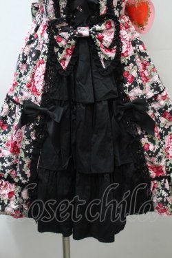 画像4: BABY,THE STARS SHINE BRIGHT / シュガーブーケ〜永遠の乙女の憧れ〜柄ジャンパースカートIII  黒ｘピンク S-25-10-24-021-BA-OP-HR-ZS