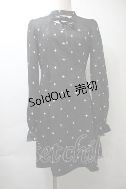 画像1: EAT ME / メディカルクロスプリントワンピース  黒 S-25-10-26-046-LO-OP-AS-ZS