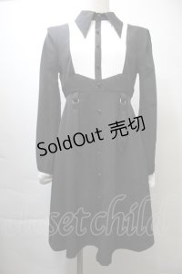 EAT ME / ピンタックブラウスレイヤードワンピース  黒ｘ白 S-25-10-26-047-LO-OP-AS-ZS