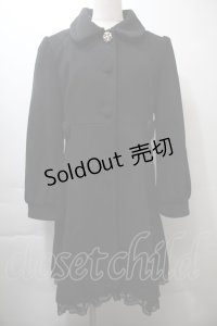 axes femme / 裾レースビジューボタンコート  黒 S-25-10-26-049-AX-CO-HR-ZS