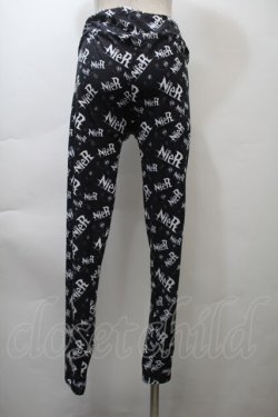 画像2: NieR Clothing / 総柄レギンスパンツ  黒 S-25-10-26-060-PU-PA-HR-ZS