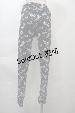 画像2: NieR Clothing / 総柄レギンスパンツ  黒 S-25-10-26-060-PU-PA-HR-ZS