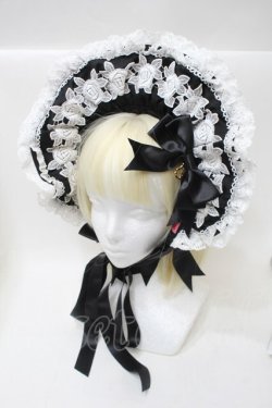 画像1: BABY,THE STARS SHINE BRIGHT / エリザベスボンネット  黒x白 S-25-10-26-007-BA-AC-AS-ZS