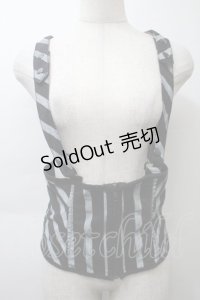 LIP SERVICE / ボーダーホルターネックビスチェ  黒ｘグレー S-25-10-26-013-PU-TO-HR-ZS