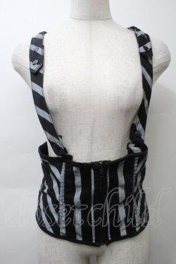 画像1: LIP SERVICE / ボーダーホルターネックビスチェ  黒xグレー S-25-10-26-013-PU-TO-HR-ZS