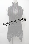 Ozz Croce / 裾シフォン切替ZIPベスト  黒ｘワイン S-25-10-26-014-OO-TO-HR-ZS