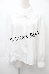 axes femme kawaii / リボンタイ付きフリルブラウス（リボン欠品）  白 S-25-10-26-015-AX-BL-HR-ZS