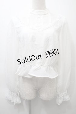 画像1: With Puji / チュールレーストップス  白 S-25-10-26-016-EL-TO-HR-ZS