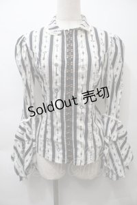 ALICE and the PIRATES / ストライプフリルブラウス  オフ S-25-10-26-022-PA-TO-AS-ZS