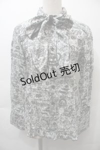 ALGONQUINS / プリント総柄シャツ  白ｘグリーン S-25-10-26-024-AL-BL-HR-ZS