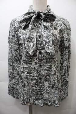 画像1: ALGONQUINS / プリント総柄シャツ  白xグリーン S-25-10-26-024-AL-BL-HR-ZS