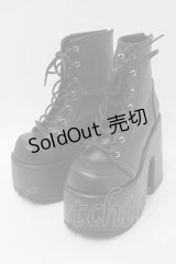 Demonia / ヒールレースアップブーツ  黒 S-25-10-26-003-PU-SH-HR-ZS