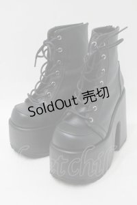 Demonia / ヒールレースアップブーツ  黒 S-25-10-26-003-PU-SH-HR-ZS