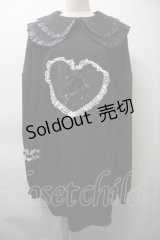 Jamie エーエヌケー / ガーター付きハートプルオーバー  黒 S-25-10-26-033-LO-ZA-HR-ZS