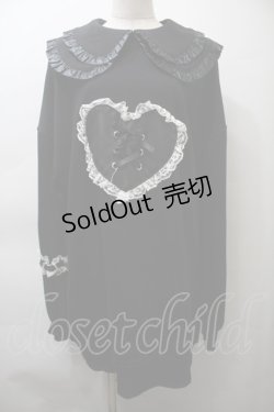 画像1: Jamie エーエヌケー / ガーター付きハートプルオーバー  黒 S-25-10-26-033-LO-ZA-HR-ZS