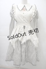 仲夏物語 / エプロン付きストライプワンピース  オフｘ黒 S-25-10-26-035-EL-OP-AS-ZS