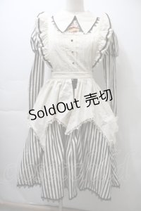 仲夏物語 / エプロン付きストライプワンピース  オフｘ黒 S-25-10-26-035-EL-OP-AS-ZS