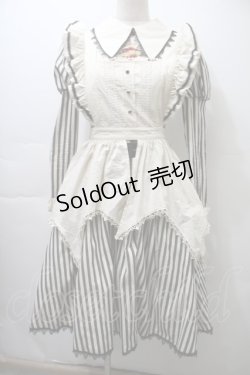 画像1: 仲夏物語 / エプロン付きストライプワンピース  オフｘ黒 S-25-10-26-035-EL-OP-AS-ZS