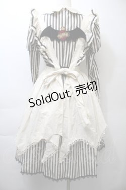 画像2: 仲夏物語 / エプロン付きストライプワンピース  オフｘ黒 S-25-10-26-035-EL-OP-AS-ZS