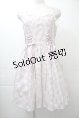Ank Rouge / ギンガムスピンドルキャミワンピース  ピンクｘ白 S-25-10-26-036-CA-OP-HR-ZS
