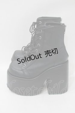 画像2: Demonia / ヒールレースアップブーツ  黒 S-25-10-26-003-PU-SH-HR-ZS