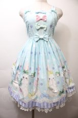 画像1: Angelic Pretty / マシュマロバニーリボンジャンパースカート  サックス S-25-10-26-037-AP-OP-SZ-ZS (1)