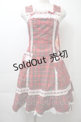 BABY,THE STARS SHINE BRIGHT / 裾スカラップタータンチェックジャンパースカートセット  赤 S-25-10-26-038-BA-OP-AS-ZS