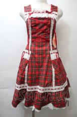 画像1: BABY,THE STARS SHINE BRIGHT / 裾スカラップタータンチェックジャンパースカートセット  赤 S-25-10-26-038-BA-OP-AS-ZS (1)