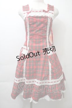 画像1: BABY,THE STARS SHINE BRIGHT / 裾スカラップタータンチェックジャンパースカートセット  赤 S-25-10-26-038-BA-OP-AS-ZS