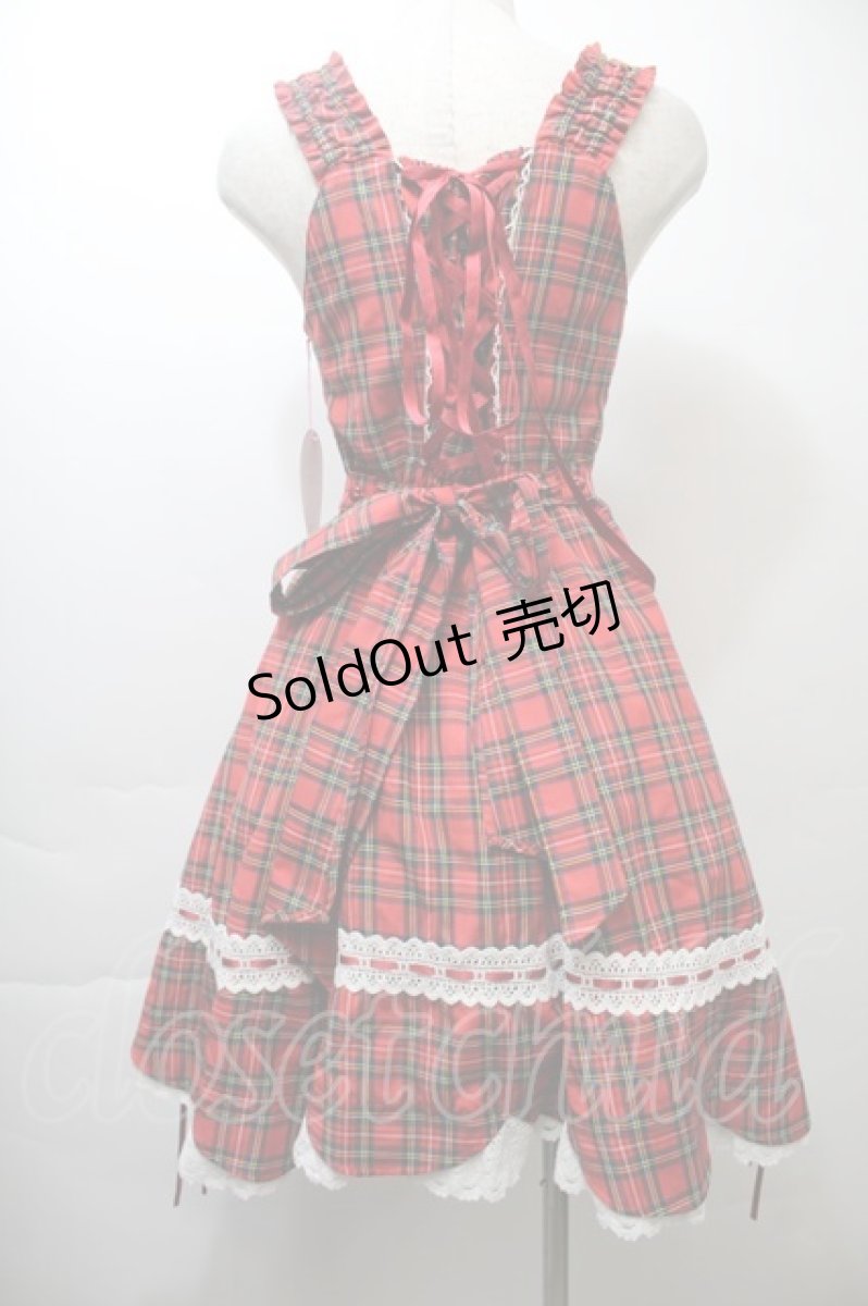 画像2: BABY,THE STARS SHINE BRIGHT / 裾スカラップタータンチェックジャンパースカートセット  赤 S-25-10-26-038-BA-OP-AS-ZS (2)