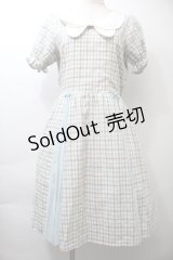 axes femme POETIQUE / リボンチェック柄ワンピース  オフｘブラウンｘサックス S-25-10-26-040-AX-OP-HR-ZS