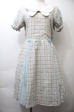 画像1: axes femme POETIQUE / リボンチェック柄ワンピース  オフｘブラウンｘサックス S-25-10-26-040-AX-OP-HR-ZS