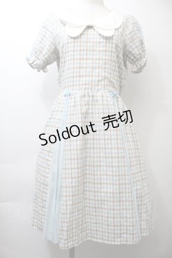 画像1: axes femme POETIQUE / リボンチェック柄ワンピース  オフｘブラウンｘサックス S-25-10-26-040-AX-OP-HR-ZS