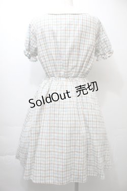 画像2: axes femme POETIQUE / リボンチェック柄ワンピース  オフｘブラウンｘサックス S-25-10-26-040-AX-OP-HR-ZS