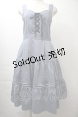 axes femme / 編上ティアードジャンパースカート  ブルー S-25-10-26-041-AX-OP-HR-ZS