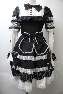 画像1: AND ROMEO / リボンレース豪華ワンピース  黒x白 S-25-10-26-043-LO-OP-HR-ZS