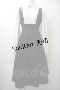 EAT ME / ピンタックブラウスレイヤードワンピース  黒ｘ白 S-25-10-26-044-LO-OP-AS-ZS