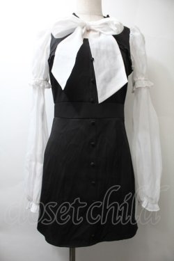 画像1: Bubbles / チュール袖ワンピース  黒x白 S-25-10-26-045-CA-OP-AS-ZS