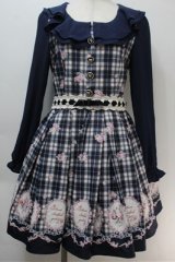 LIZ LISA / チェックローズワンピース  紺 S-25-10-27-021-LO-OP-HR-ZS